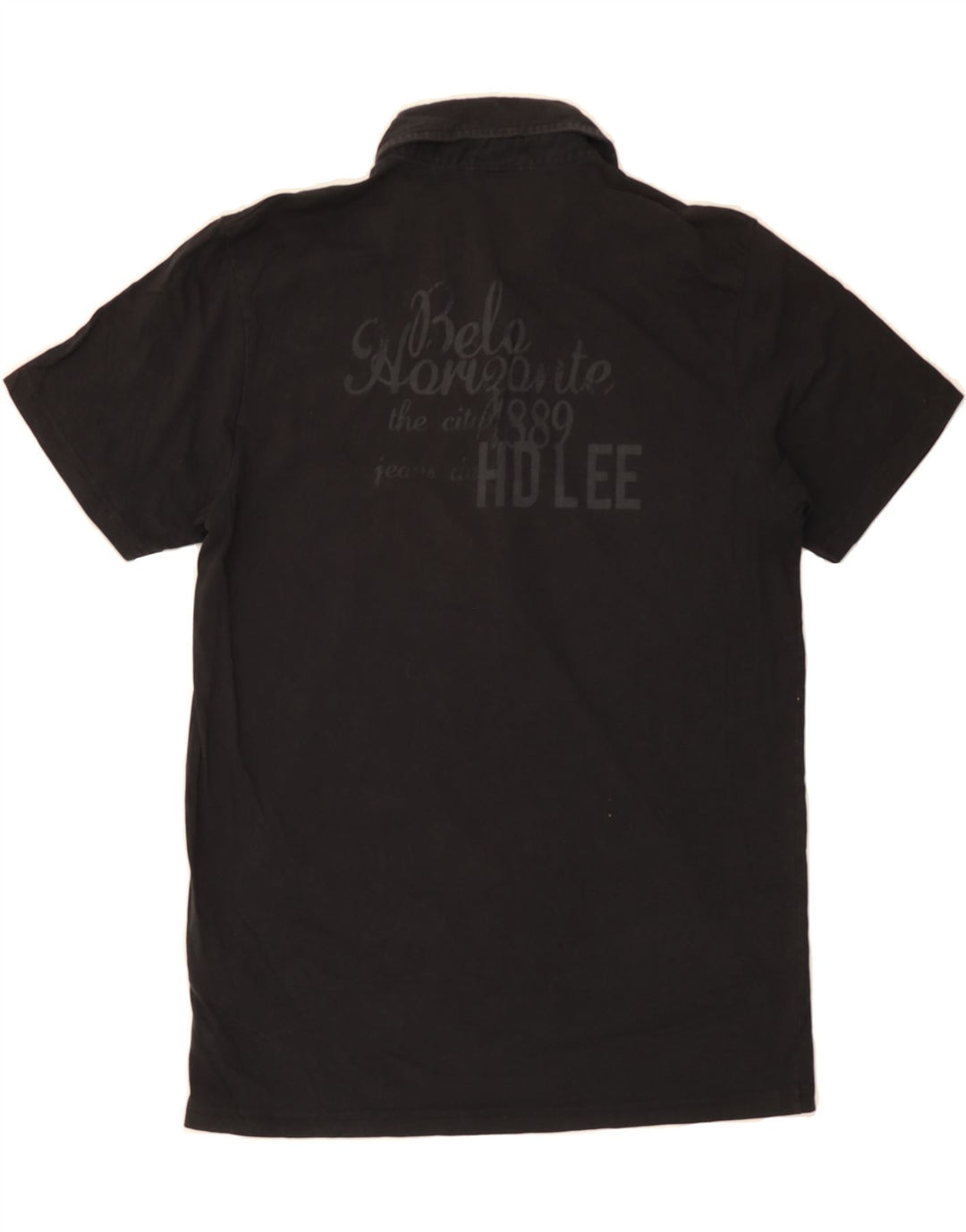 LEE Womens Graphic Polo Shirt UK 18 XL Black Cotton Vintage Lee and Second-Hand Lee from Messina Hembry 