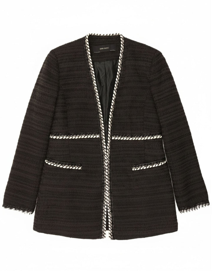 Jaqueta Zara Womens Open Blazer Reino Unido 14 Grande Preto