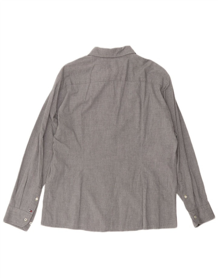 Camisa masculina TOMMY HILFIGER New York Fit grande cinza manchada