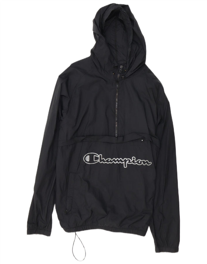 Jaqueta masculina Champion com capuz gráfico Anorak UK 40 grande poliéster preto