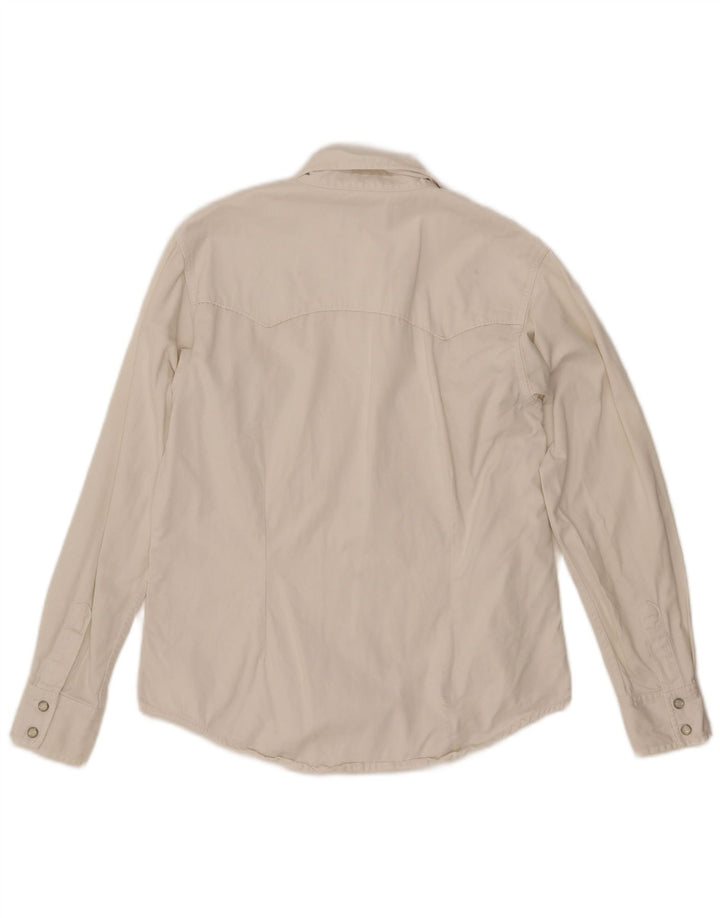 Camisa jeans feminina Lee UK 14 algodão branco médio