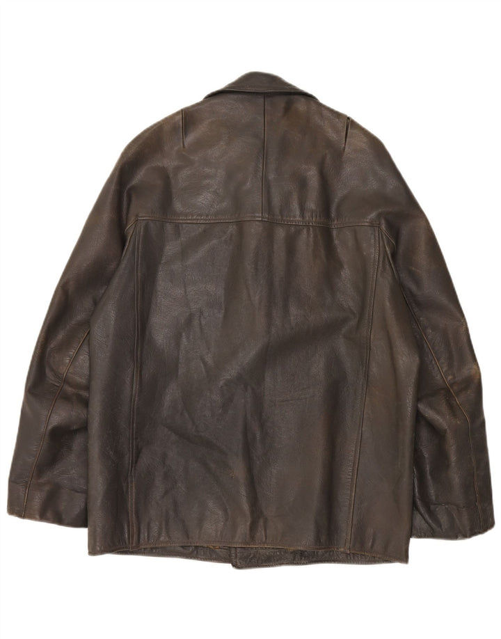 Jaqueta de couro masculina vintage IT 48 médio cáqui