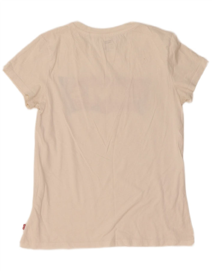 Camiseta feminina gráfica Levi's UK 10 pequena branca