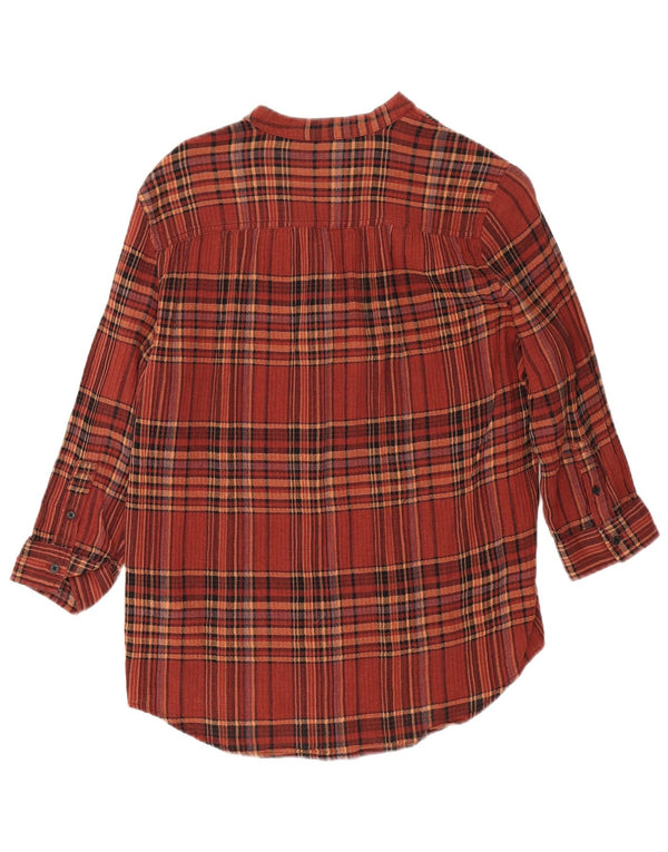 Blusa feminina Lee manga 3/4 com ajuste relaxado Reino Unido 10 xadrez marrom pequeno