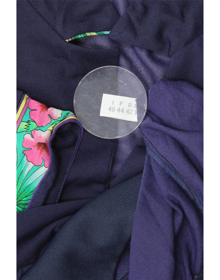 Blusa feminina VINTAGE Top IT 48 XL azul marinho floral