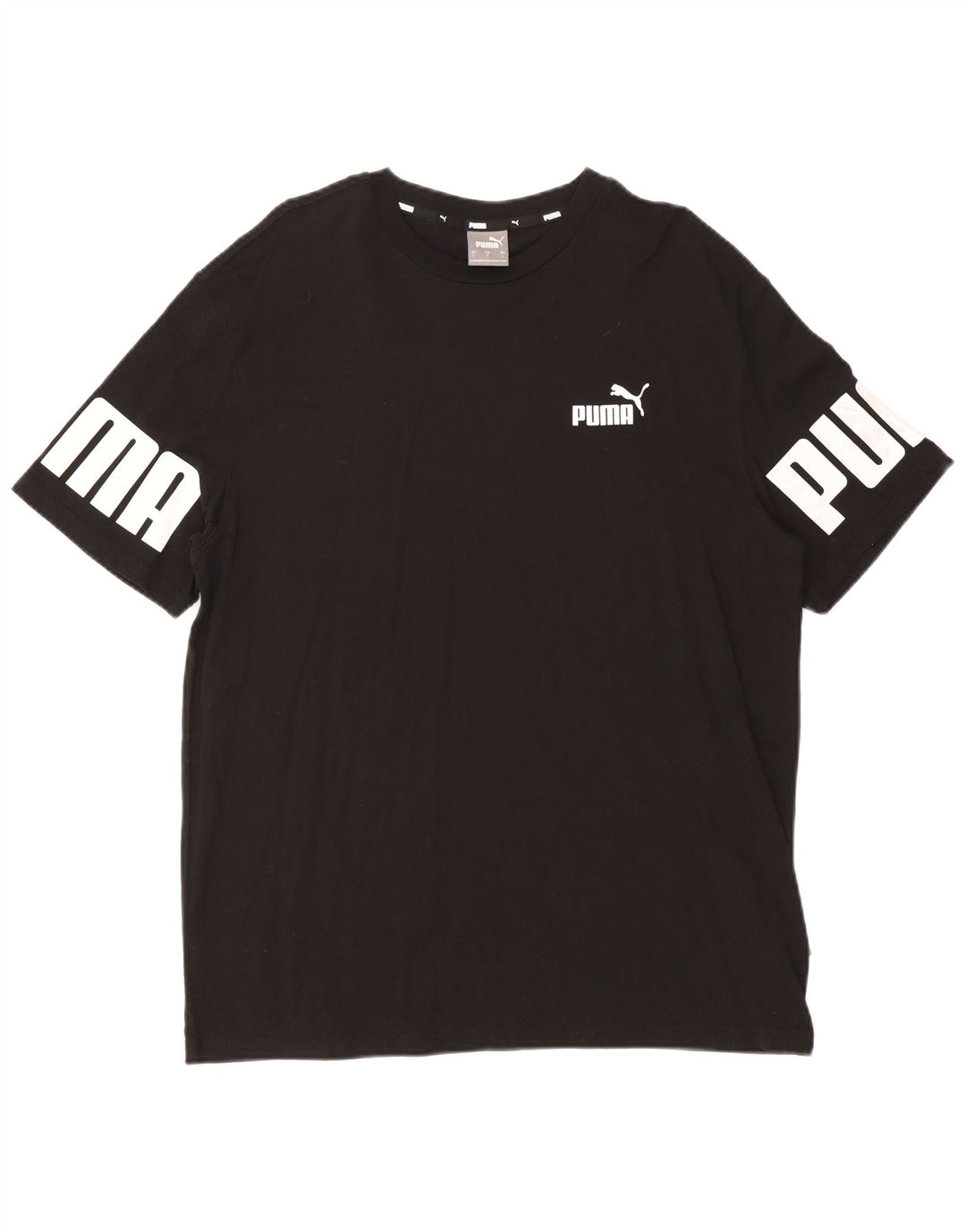 Puma Mens Graphic T-Shirt Top Grande Algodão Preto