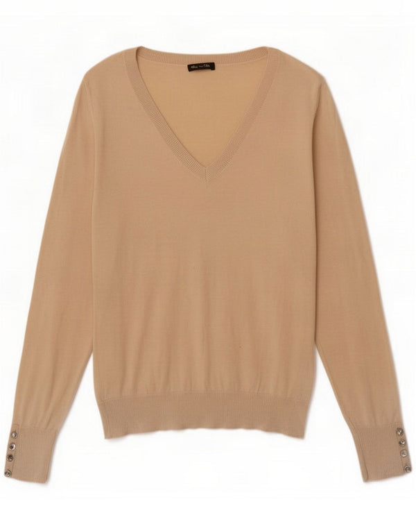 Suéter feminino Massimo Dutti com decote em V Reino Unido 18 XL Bege
