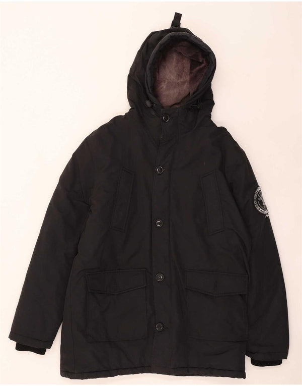 Casaco acolchoado com capuz masculino Superdry UK 44 2XL Poliéster preto