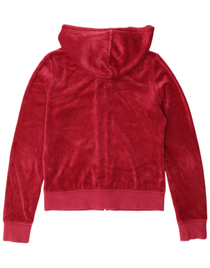 Suéter feminino com capuz e zíper de veludo JUICY COUTURE Reino Unido 10 algodão rosa pequeno