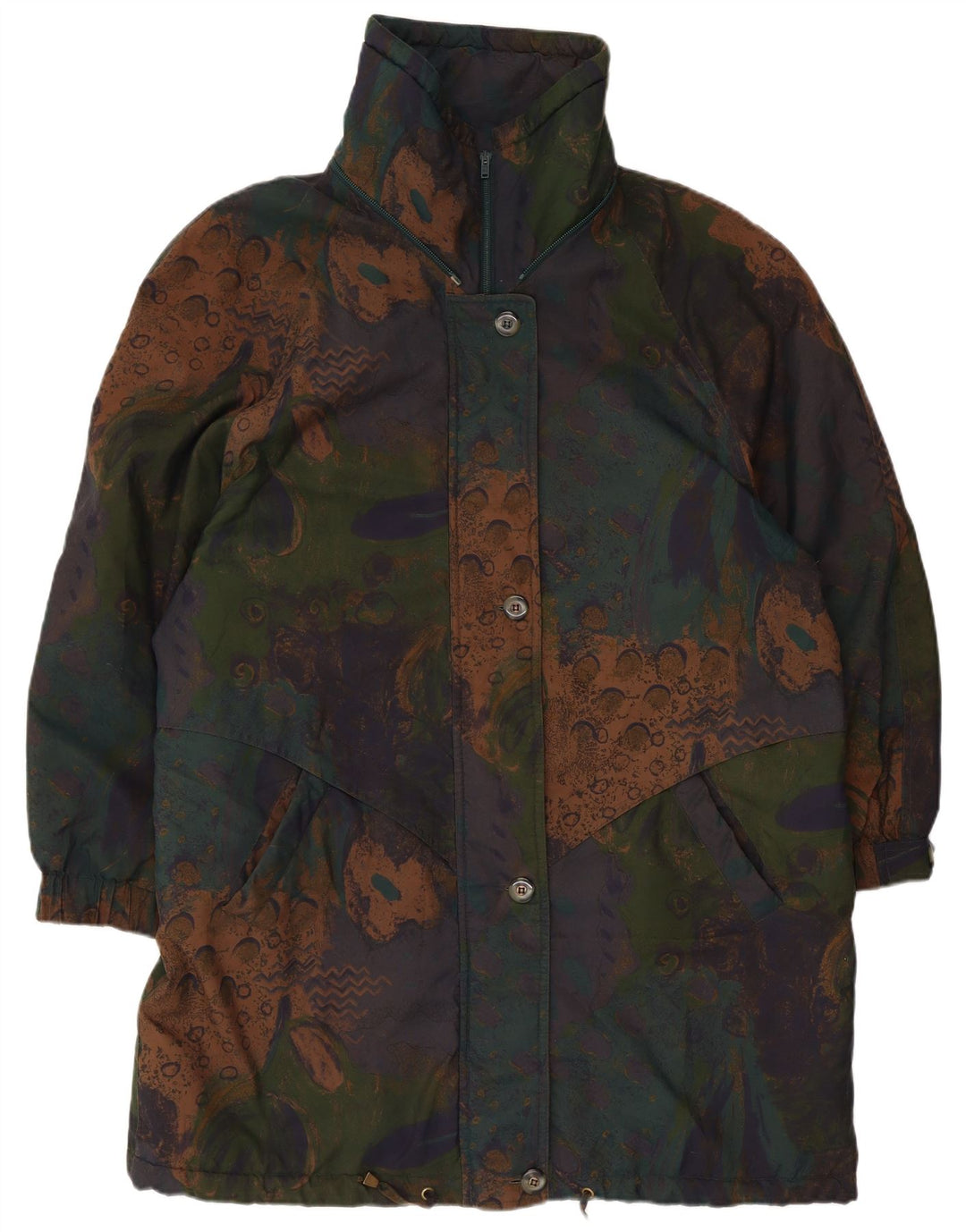 Jaqueta Parka feminina vintage com padrão abstrato UK 20 2XL multicolorida