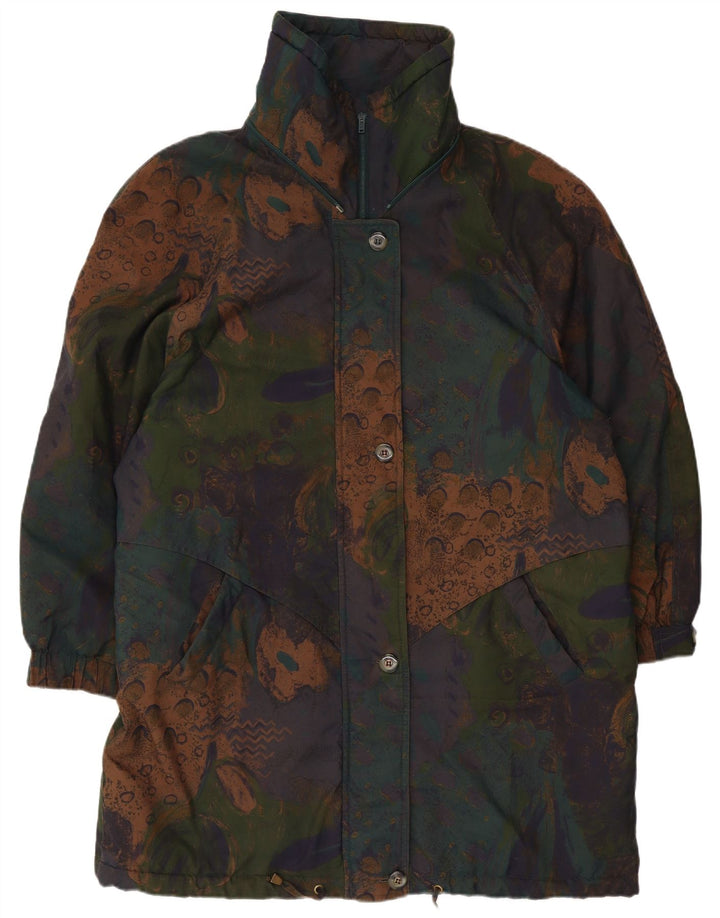 Jaqueta Parka feminina vintage com padrão abstrato UK 20 2XL multicolorida