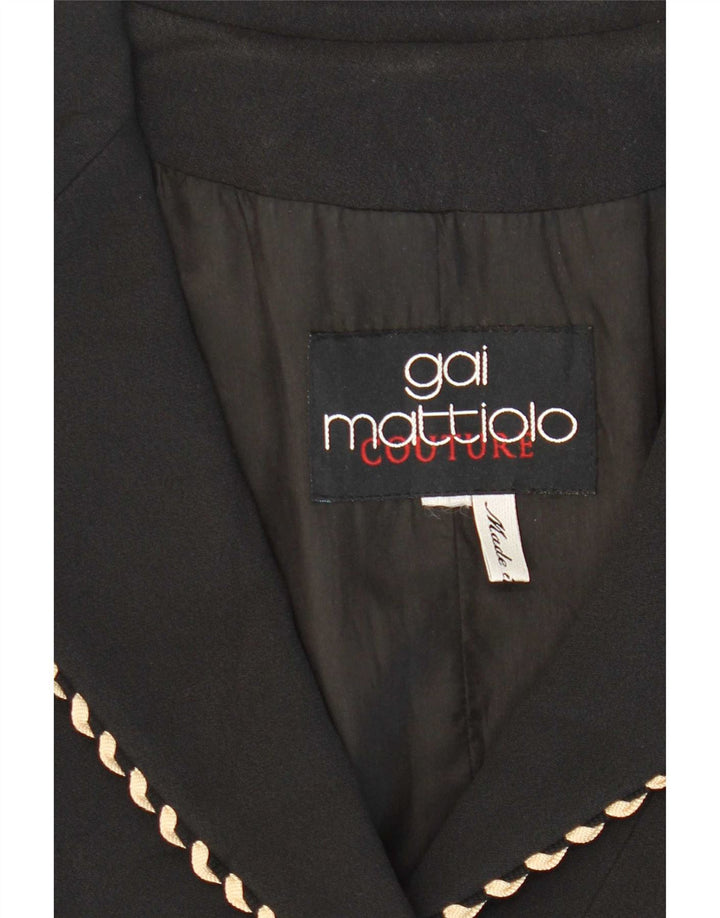 Jaqueta blazer feminina Gai Mattiolo com 3 botões Reino Unido 14 viscose preta média