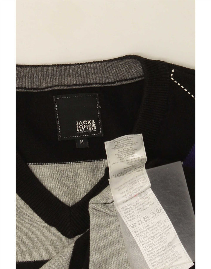 Suéter masculino Jack & Jones com decote em V médio multicolorido Argyle/Diamante