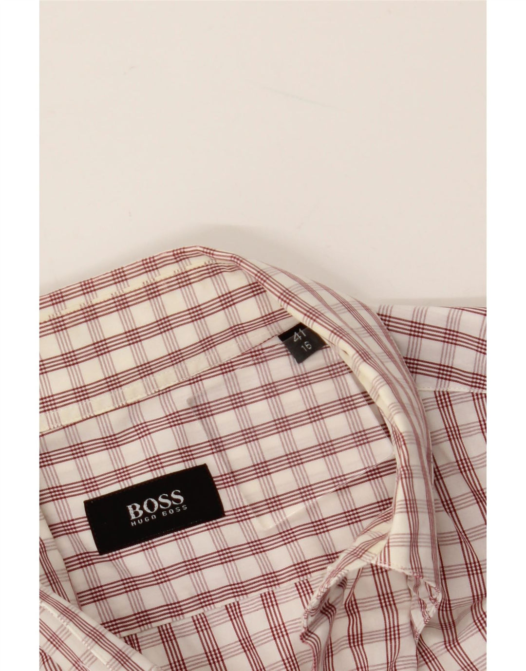 Camisa masculina HUGO BOSS tamanho 16 41 grande algodão xadrez branco