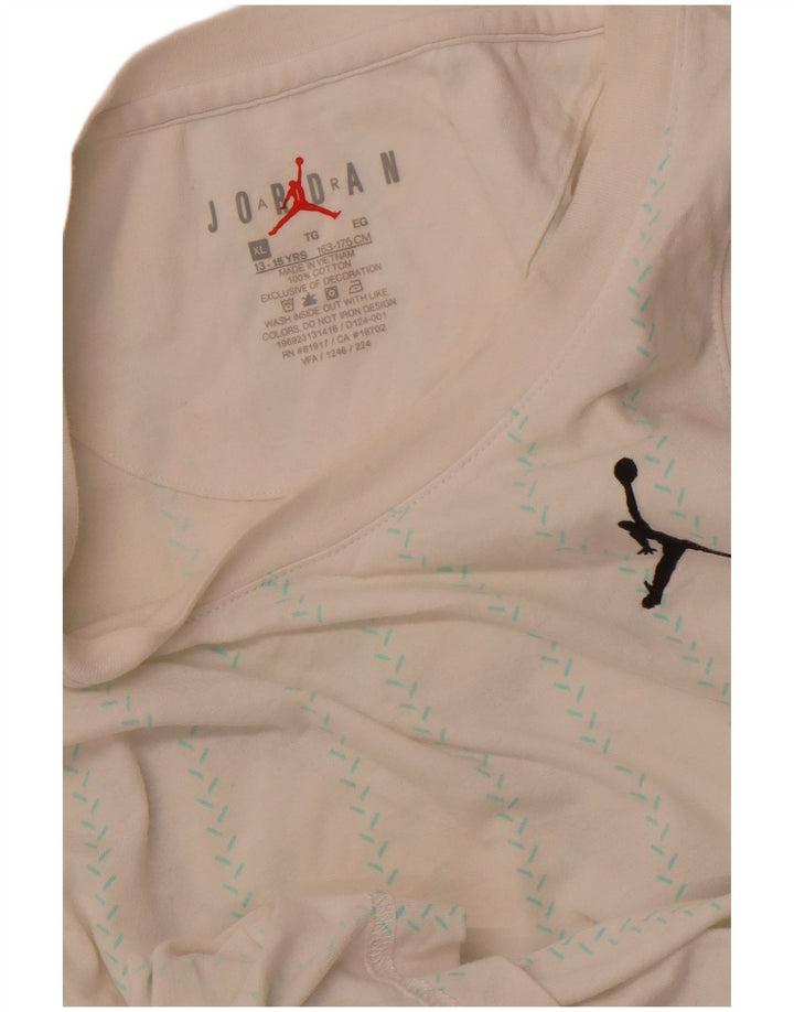 JORDAN Boys Graphic Vest Top 13-14 Anos XL Off White Algodão Listrado