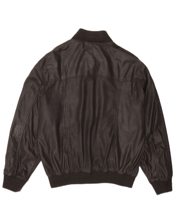 Jaqueta bomber de couro masculina vintage IT 54 2XL preta