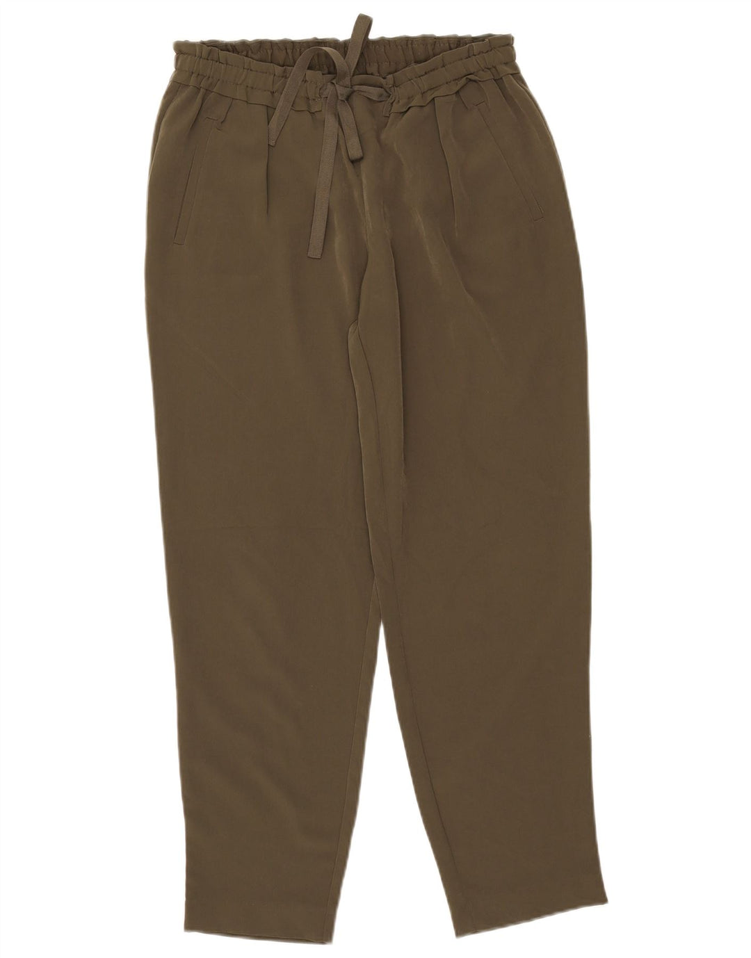 Zara Calça feminina casual cônica média W28 L27 poliéster cáqui