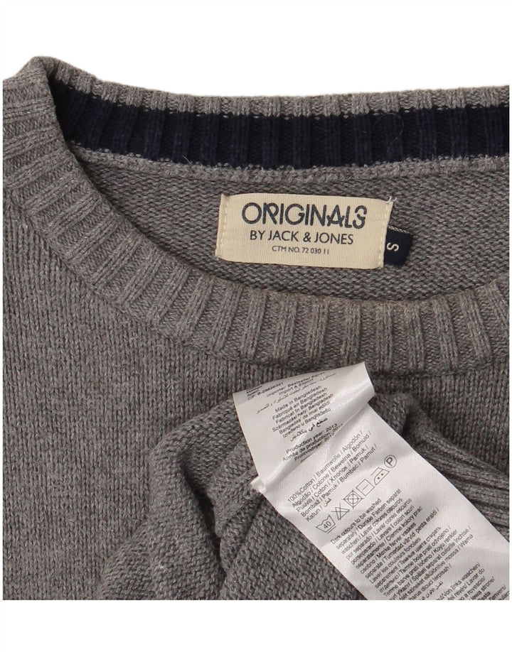 Suéter masculino Jack & Jones com gola canoa e algodão cinza pequeno