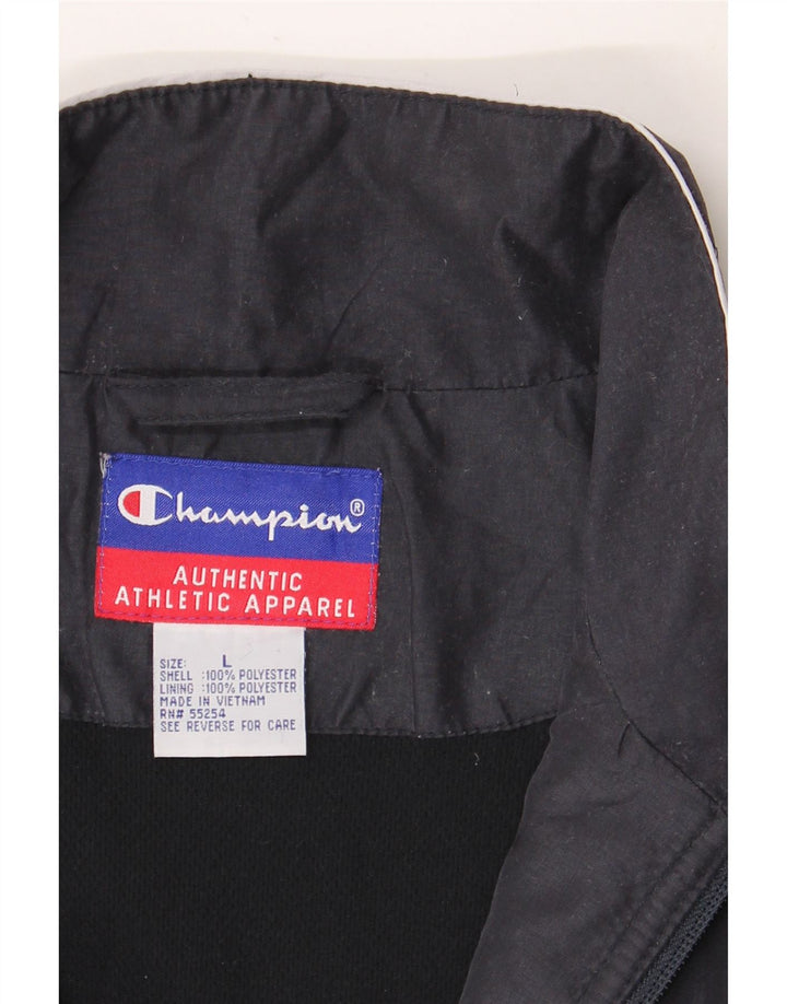 Jaqueta masculina de agasalho Champion grande poliéster colorblock azul marinho