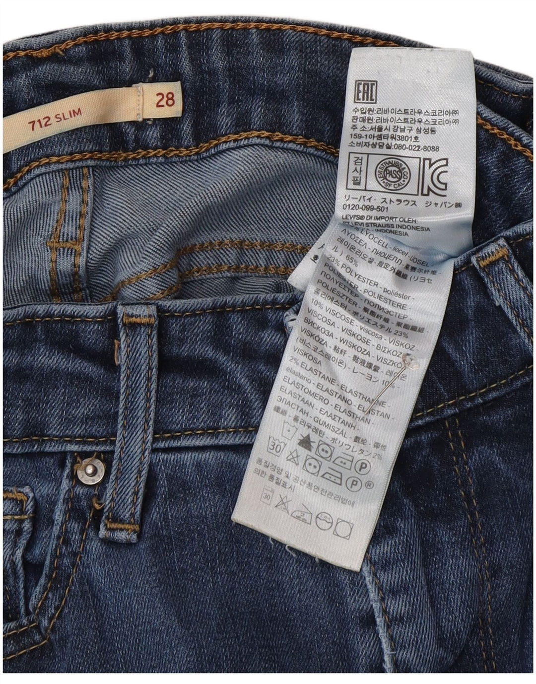 Jeans Levis 712 Slim Feminino W28 L32 Azul Lyocell