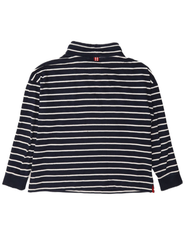 Joules moletom feminino jumper UK 14 grande algodão listrado azul marinho