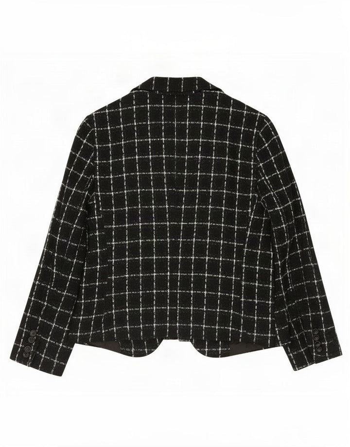 Jaqueta blazer feminina Zara com 1 botão EU 44 XL preto xadrez acrílico