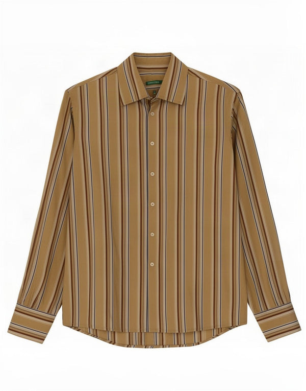 Camisa masculina Benetton média bege listrada