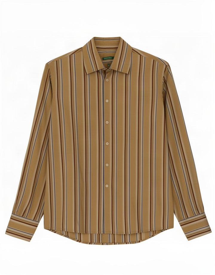 Camisa masculina Benetton média bege listrada