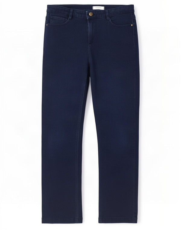 Jeans retos femininos Marks & Spencer Reino Unido 12 médio W30 L29 algodão azul marinho