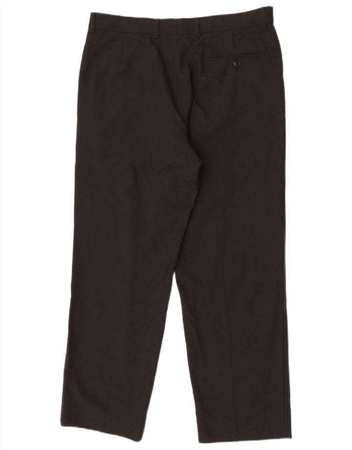 Calça chino reta masculina Marks & Spencer W34 L29 poliéster preto