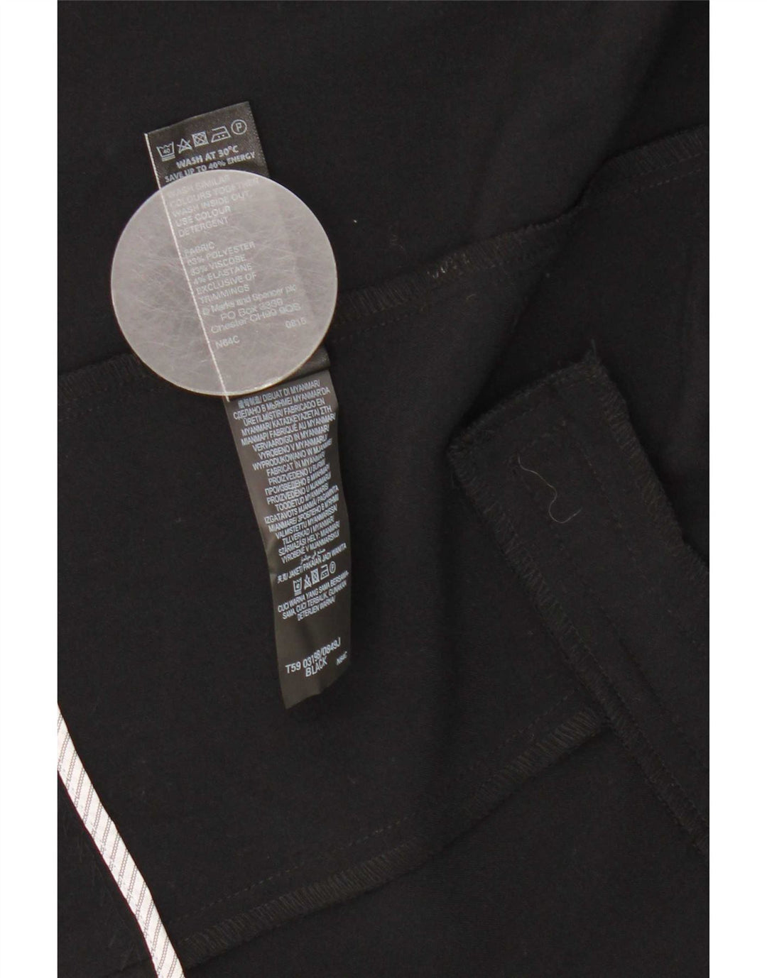 Jaqueta blazer aberta feminina Marks & Spencer Reino Unido 18 XL preto poliéster