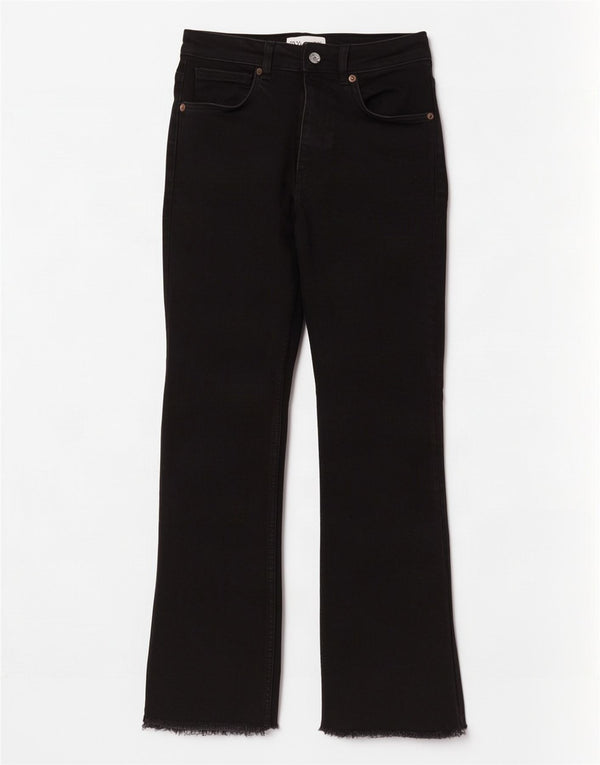 Zara Jeans feminino cintura alta bootcut EU 36 XS W26 L27 algodão preto