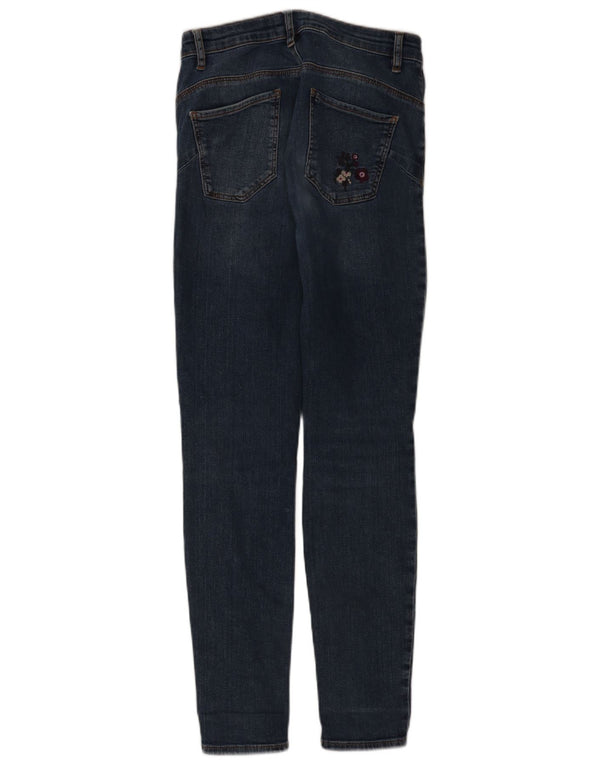 Desigual Jeans Skinny Feminino Cintura Alta EU 40 Médio W26 L30 Azul Floral