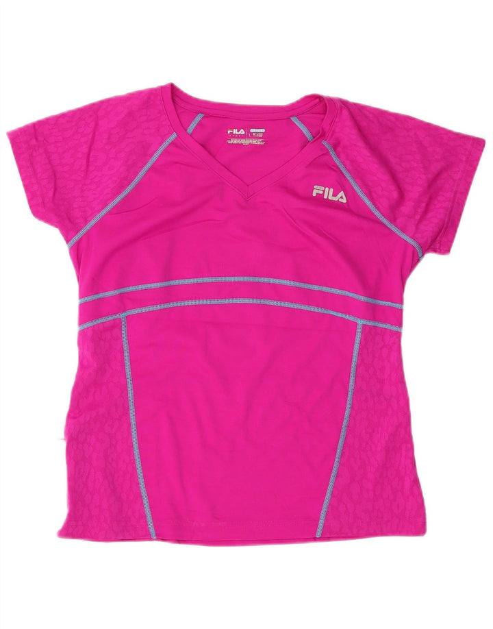 Camiseta feminina FILA UK 16 grande poliéster rosa