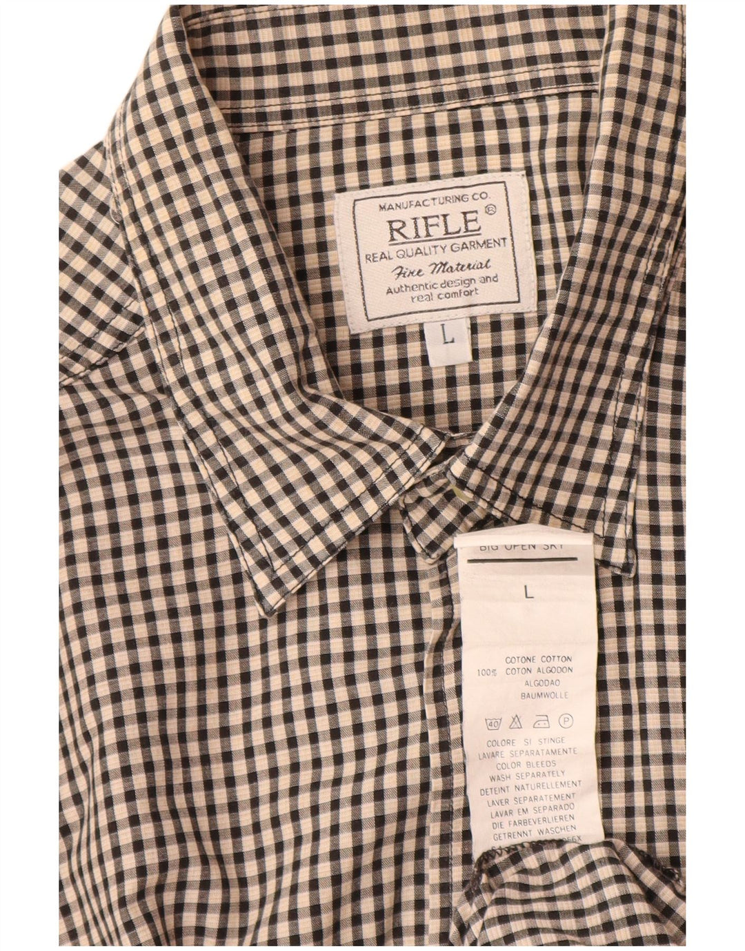 Camisa masculina Rifle grande algodão guingão bege