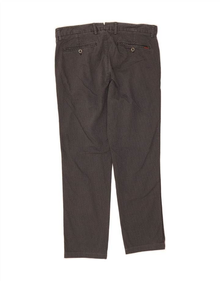 MASSIMO DUTTI Mens Slim Fit Chino Trousers W32 L27 Grey Geometric Vintage Massimo Dutti and Second-Hand Massimo Dutti from Messina Hembry 