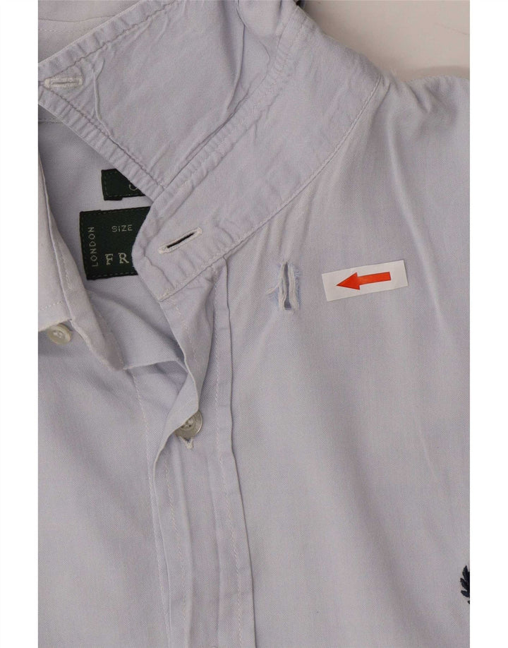Fred Perry Camisa masculina slim fit pequena azul