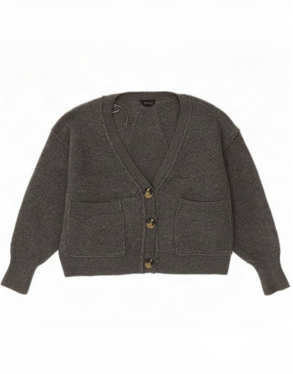 Suéter cardigã feminino superdimensionado Topshop Reino Unido 8 pequeno cinza acrílico