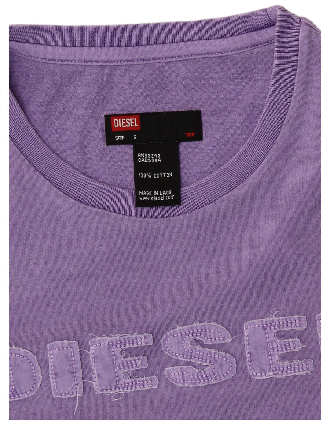 Camiseta feminina gráfica DIESEL UK 10 algodão roxo pequeno