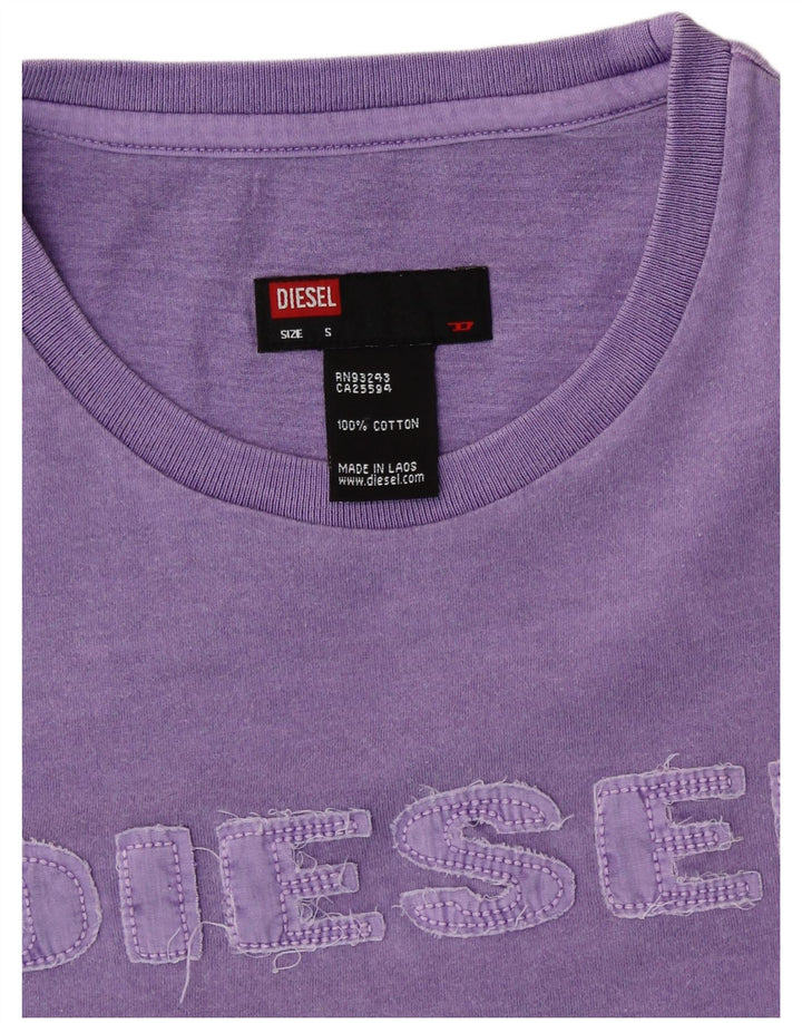 Camiseta feminina gráfica DIESEL UK 10 algodão roxo pequeno