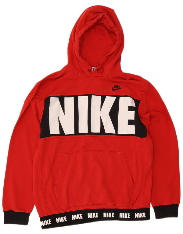 Suéter com capuz gráfico masculino Nike grande algodão colorido vermelho