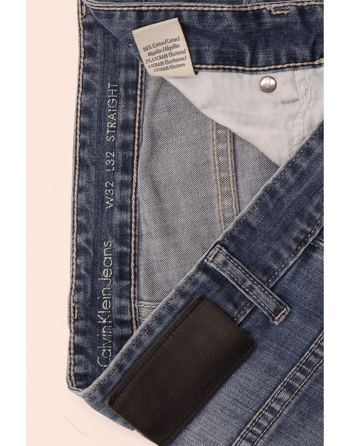 Calça jeans reta masculina Calvin Klein W32 L32 azul algodão