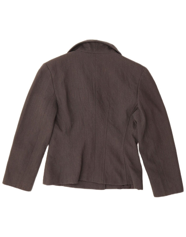 Jaqueta blazer feminina vintage com peito duplo UK 14 cinza médio