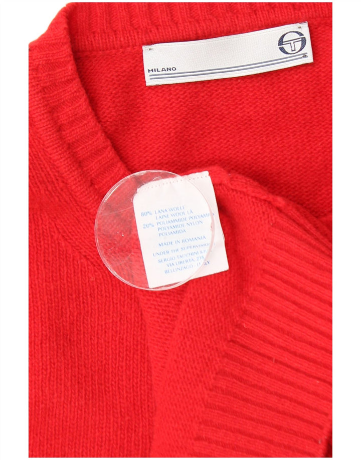 Suéter masculino Sergio Tacchini com gola redonda, grande lã vermelha