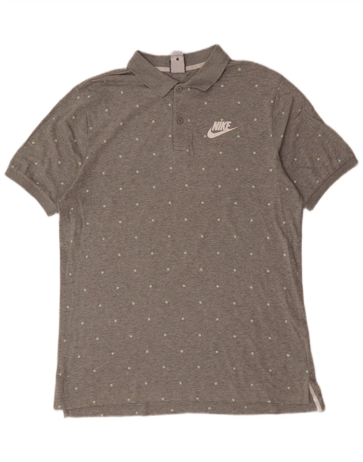 Camisa polo masculina Nike grande cinza polka dot algodão