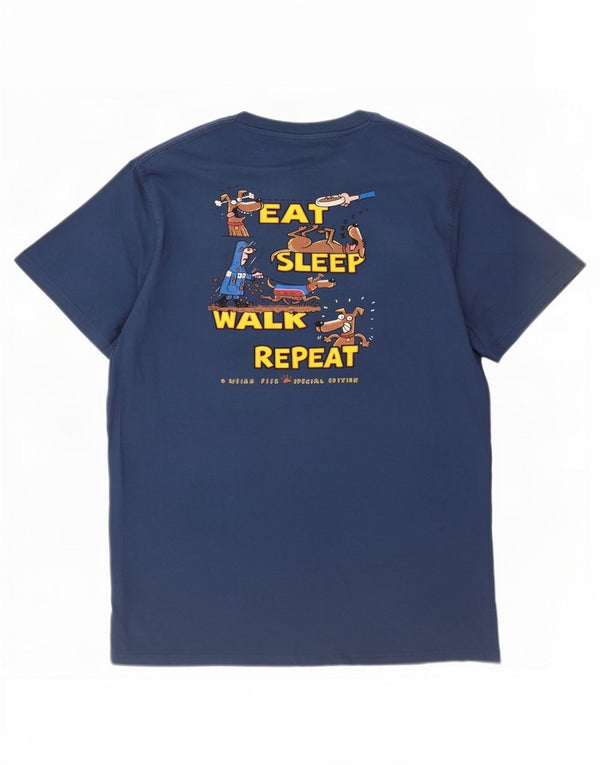 Camiseta gráfica masculina Weird Fish Top 3XL algodão azul marinho