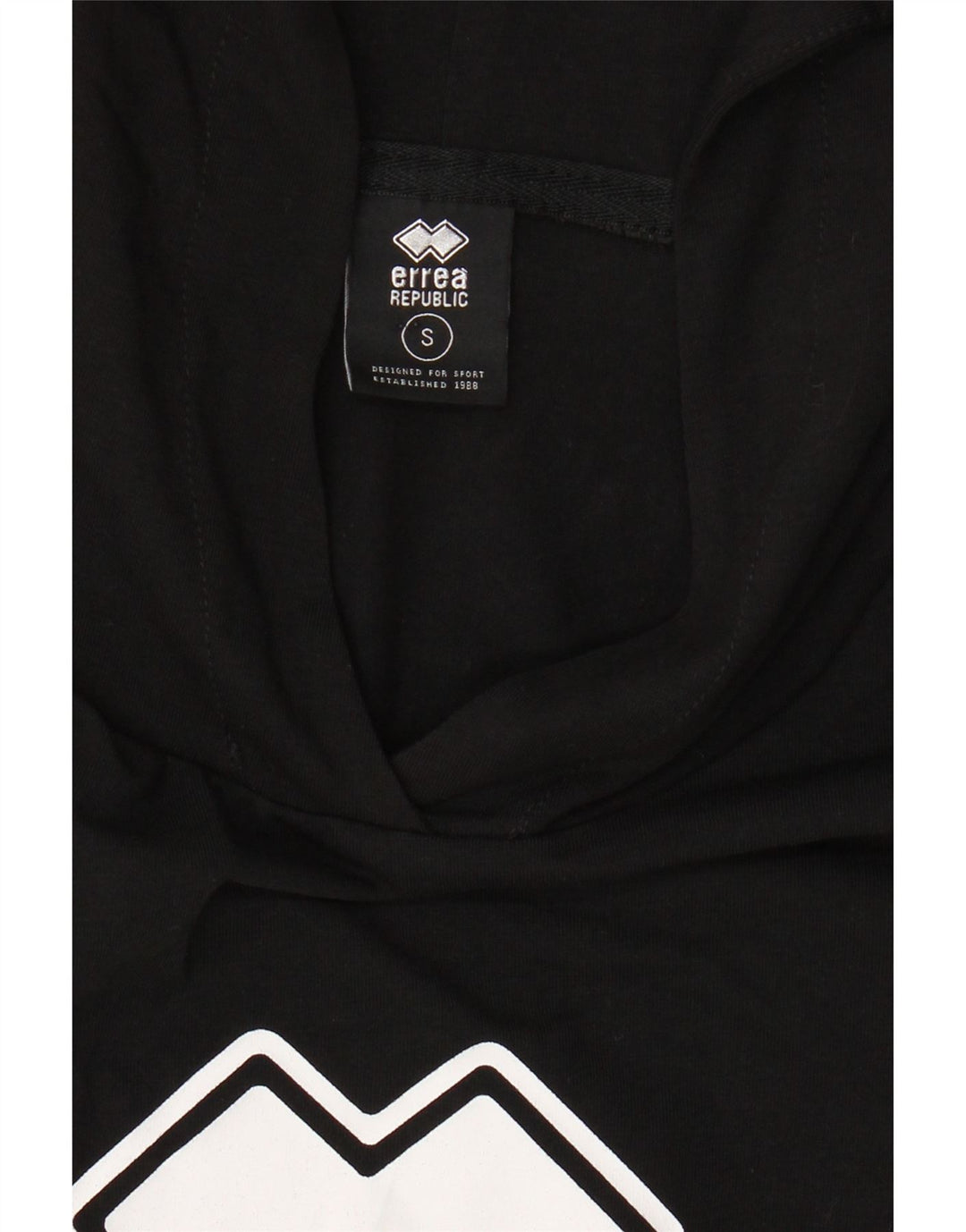 ERREA Womens Graphic Hoodie Jumper UK 10 Small Black Cotton Vintage Errea and Second-Hand Errea from Messina Hembry 