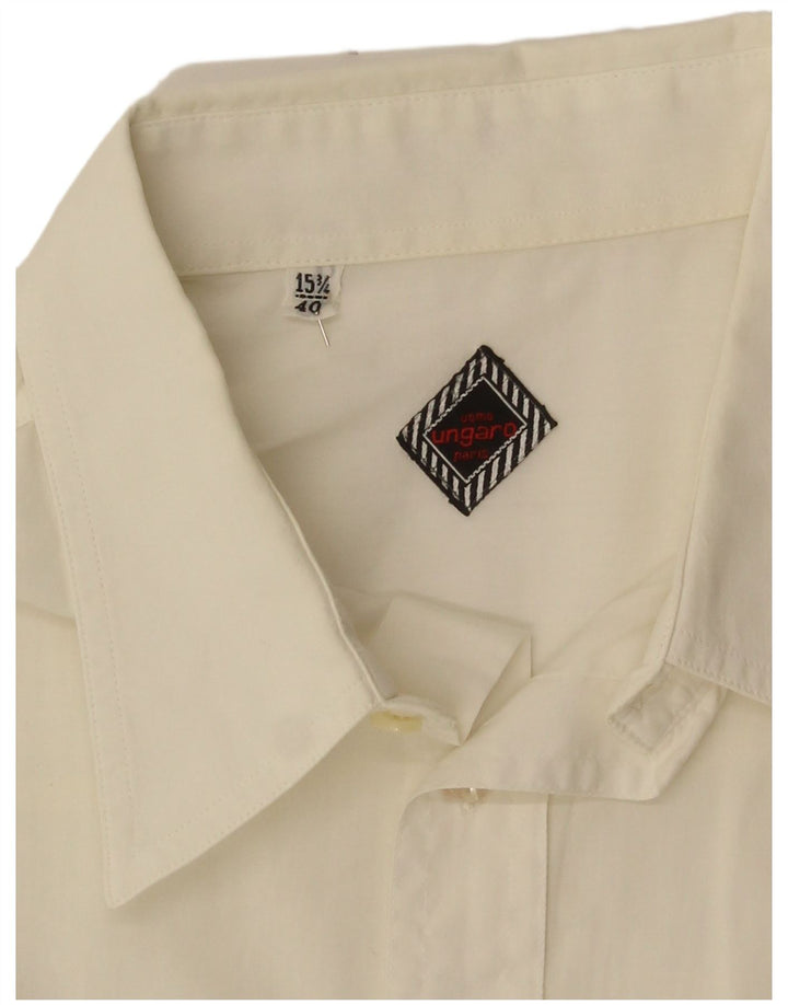 Camisa masculina de manga curta Ungaro tamanho 40 15 3/4 médio branco