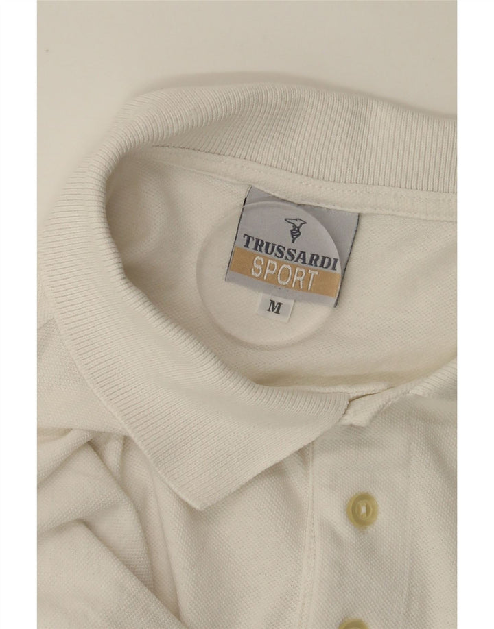 Camisa polo masculina TRUSSARDI média branca