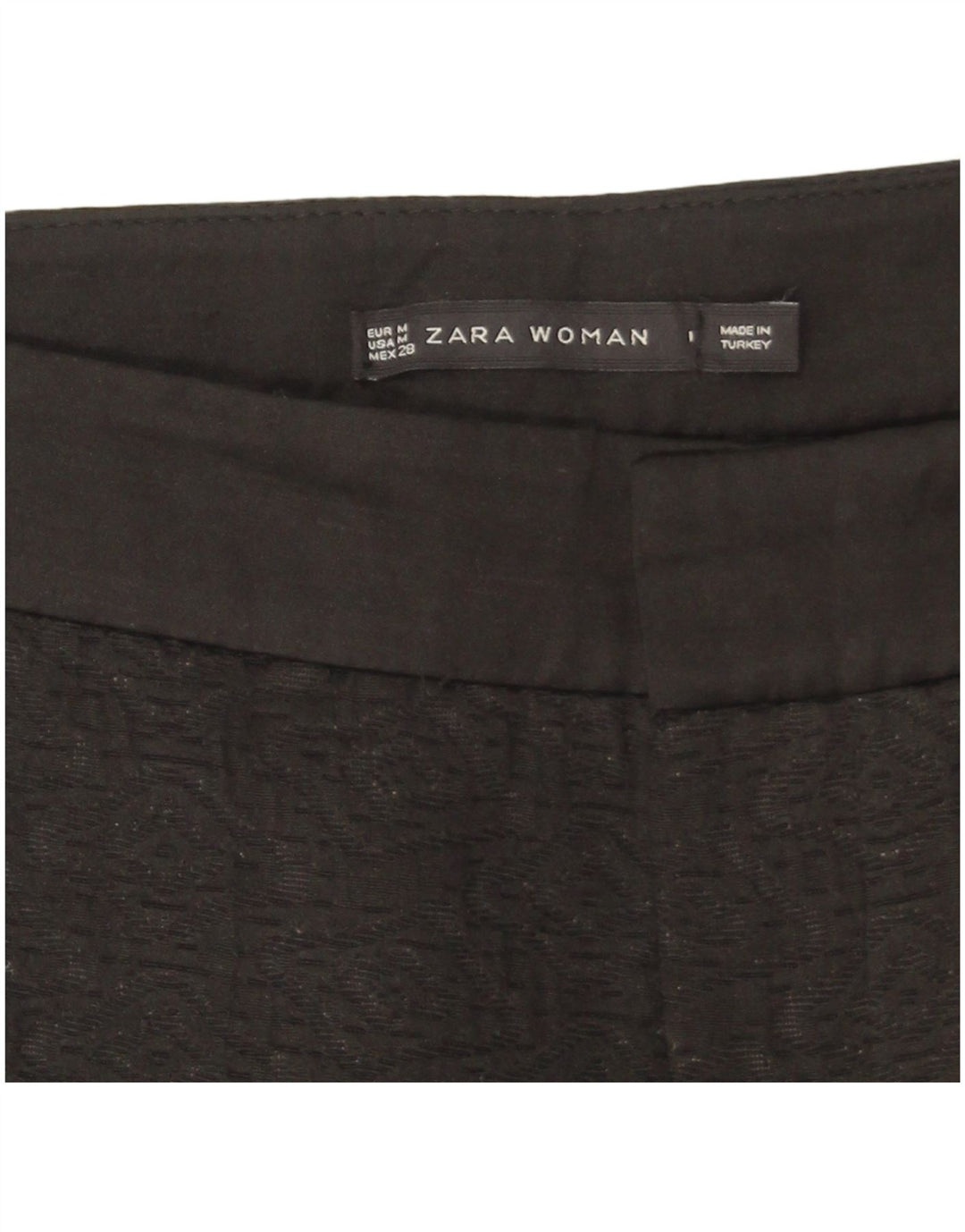 Zara Calça Chino Feminina Slim Médio W28 L27 Poliéster Geométrico Preto